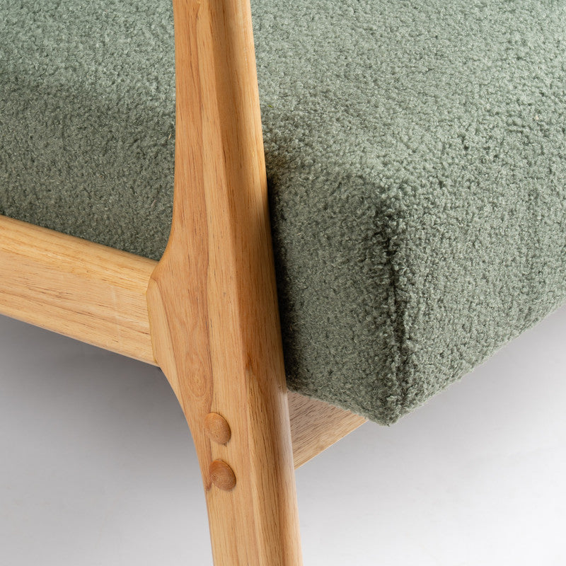 Light Green Boucle Curved Arms Chair